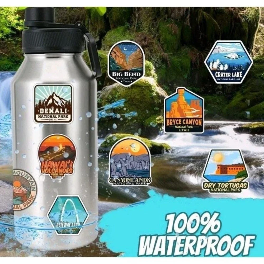 100 Pieces National Park Stickers Waterproof Vinyl Travel Decals, Outdoor New - Picture 8 of 8